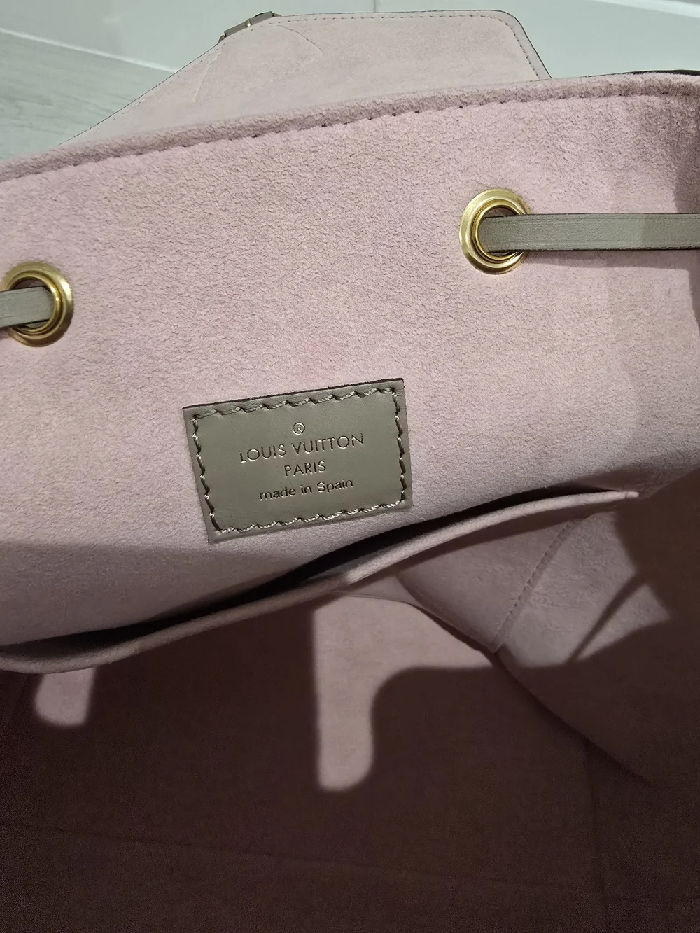 Louis Vuitton  Montsouris Backpack Turtledove Empreinte Leather Pink Interior